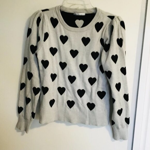 Kaily K Gray Viscose Blend Sweater with Heart Pattern Size S - Picture 1 of 9